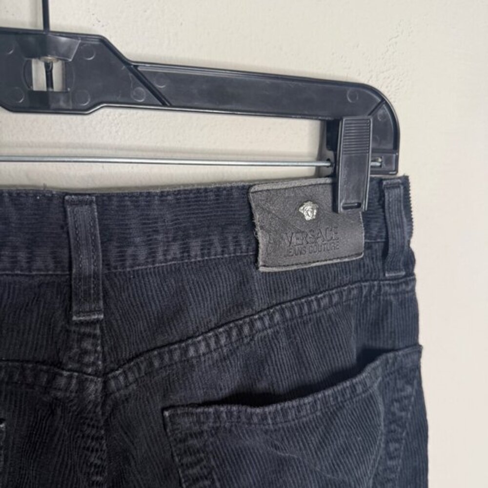 Versace Jeans Couture Men's 30 Black Corduroy Pants Menswear Designer Trousers